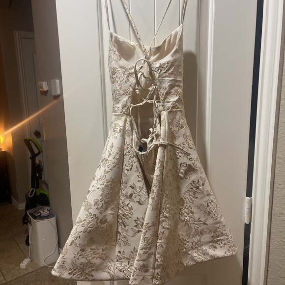 B Darlin Juniors' Lace-Up A-Line Dress - Picture 4 of 6